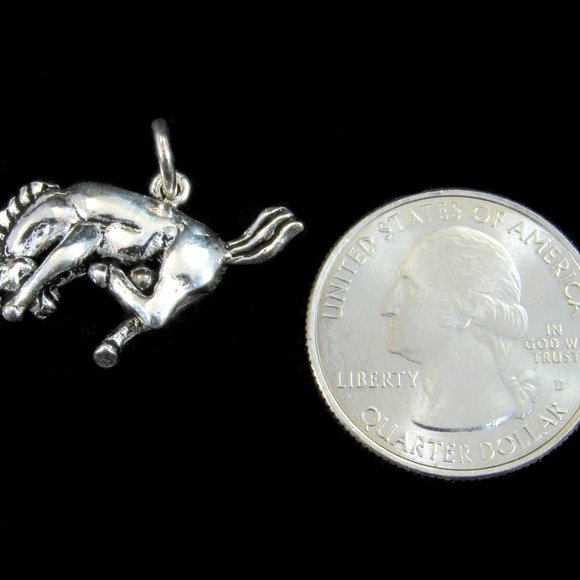 Solid 925 Sterling Silver Bucking Horse Pendant - Wild Stallion Equestrian Charm - Picture 5 of 8